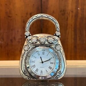 Brighton Vintage Silver Ornate Quartz Clock